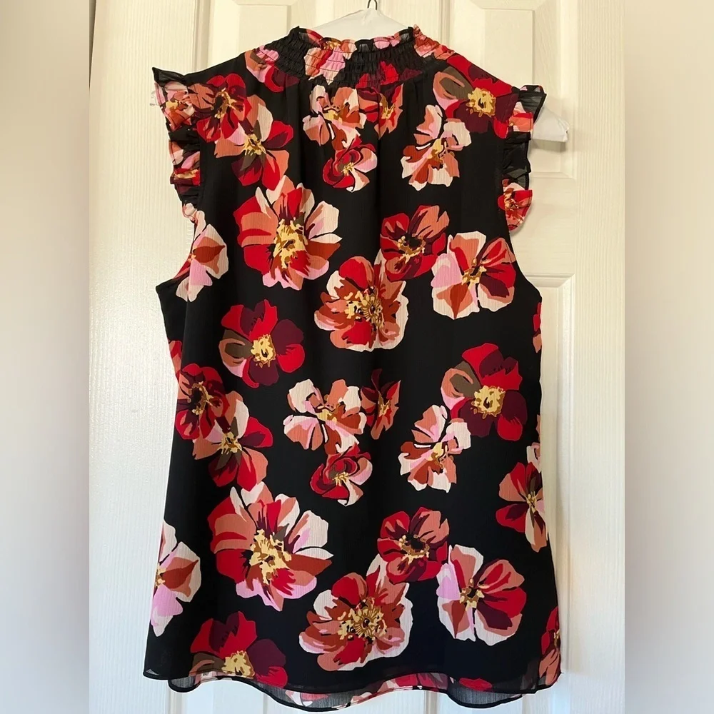 J. Crew XS ruffle neck and flutter sleeve top